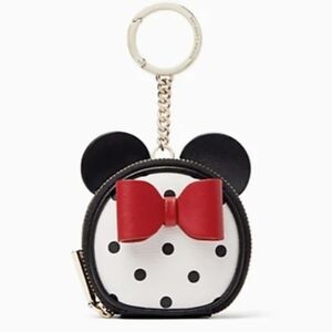 Kate Spade X Disney Minnie Mouse Coin Purse Key Fob Red Bow Polka Dot Bag Charm